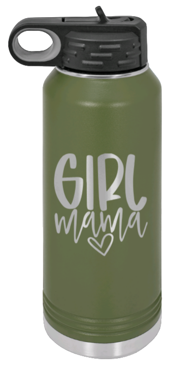 Girl Mama - 32oz Water Bottle Laser Engraved- Olive