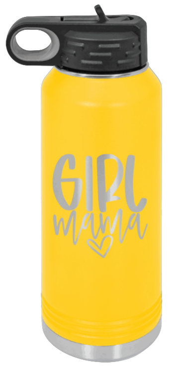 Girl Mama - 32oz Water Bottle Laser Engraved- Yellow
