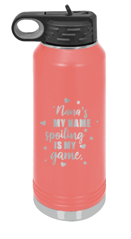 Nana's My Name - 32oz Water Bottle Laser Engraved- Coral