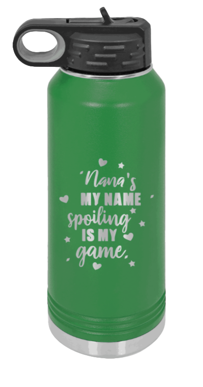 Nana's My Name - 32oz Water Bottle Laser Engraved- Green