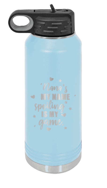 Nana's My Name - 32oz Water Bottle Laser Engraved- Light Blue