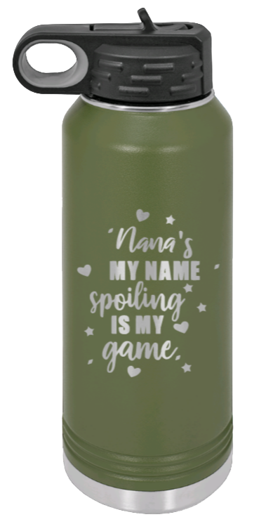 Nana's My Name - 32oz Water Bottle Laser Engraved- Olive