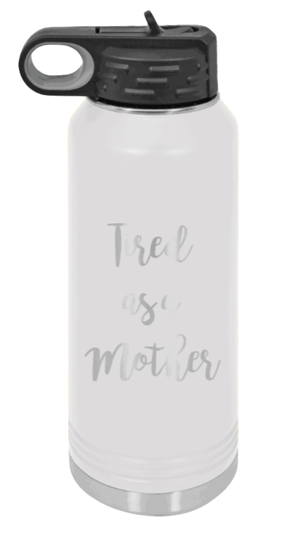 Tired As A Mother - 32oz Water Bottle Laser Engraved- White