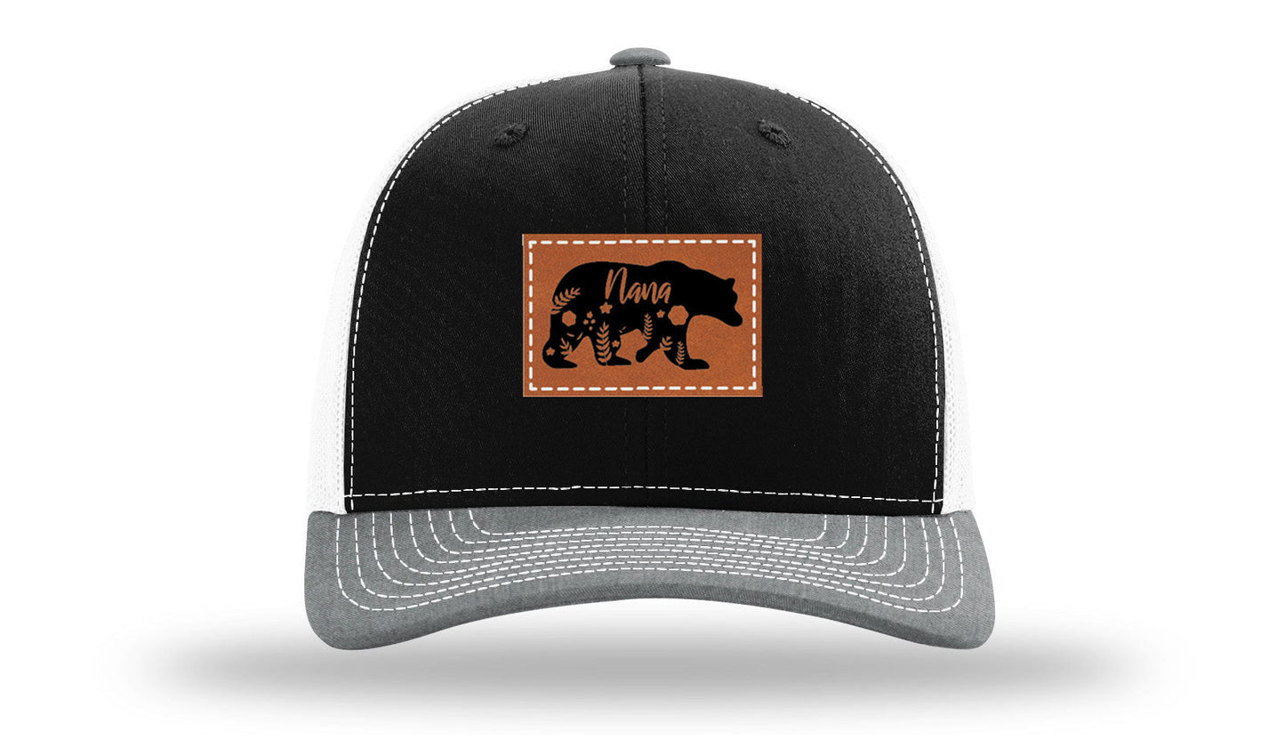 Mama Bear Floral Leather Patch Richardson 112 Hat