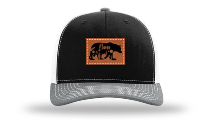 Mama Bear Floral Leather Patch Richardson 112 Hat