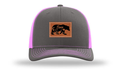 Mama Bear Floral Leather Patch Richardson 112 Hat