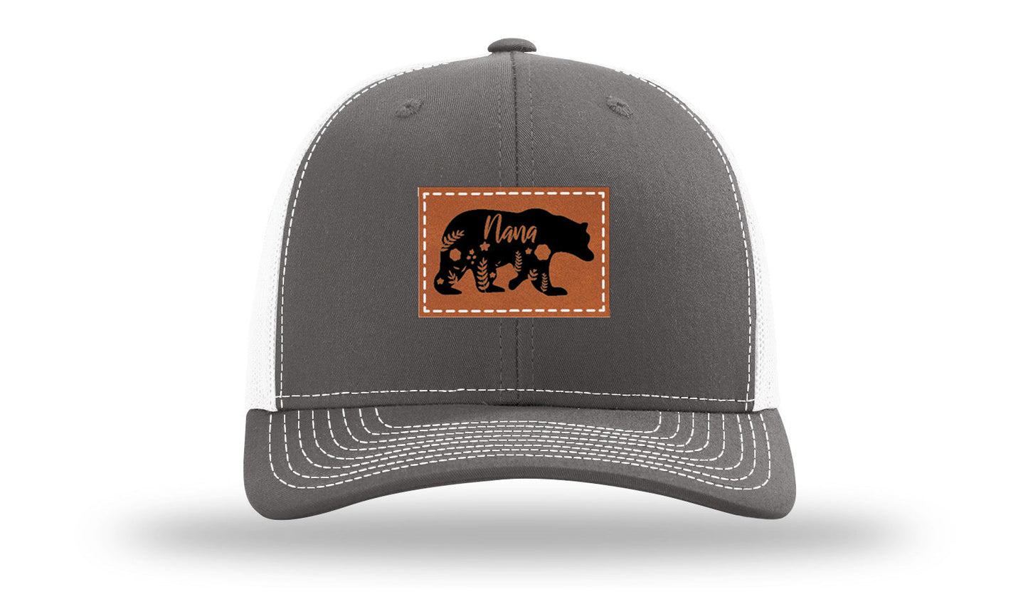 Mama Bear Floral Leather Patch Richardson 112 Hat