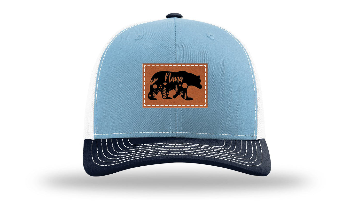 Mama Bear Floral Leather Patch Richardson 112 Hat
