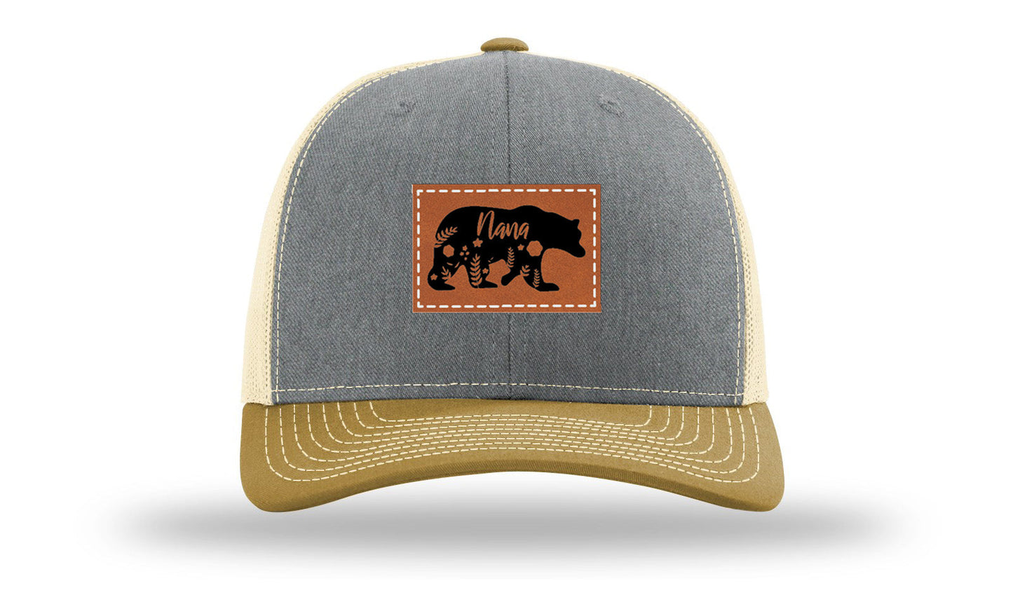 Mama Bear Floral Leather Patch Richardson 112 Hat