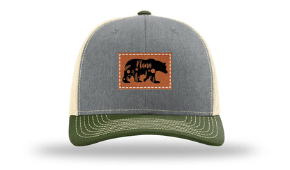 Mama Bear Floral Leather Patch Richardson 112 Hat