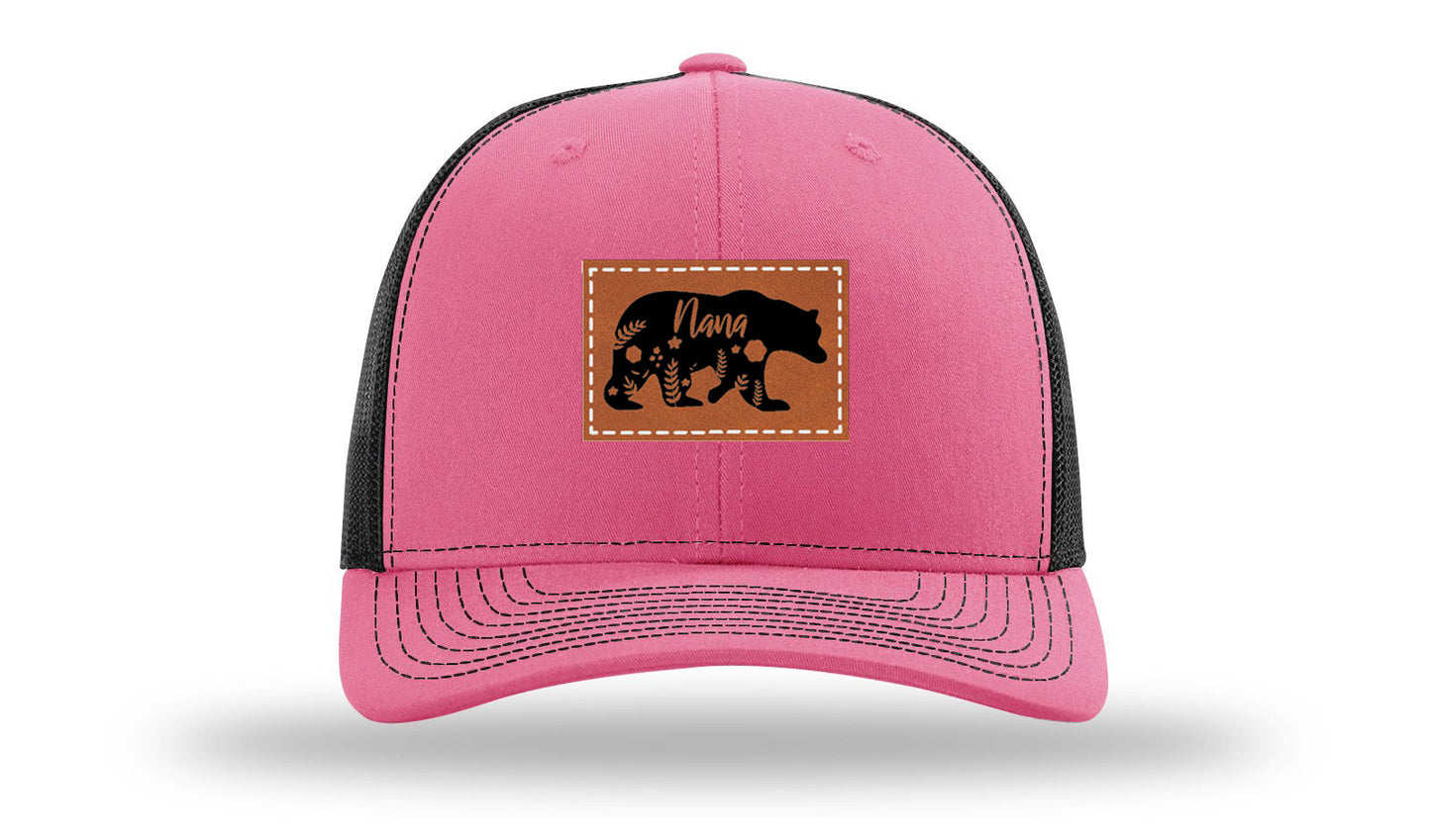 Mama Bear Floral Leather Patch Richardson 112 Hat