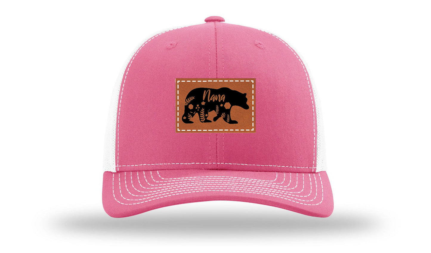 Mama Bear Floral Leather Patch Richardson 112 Hat