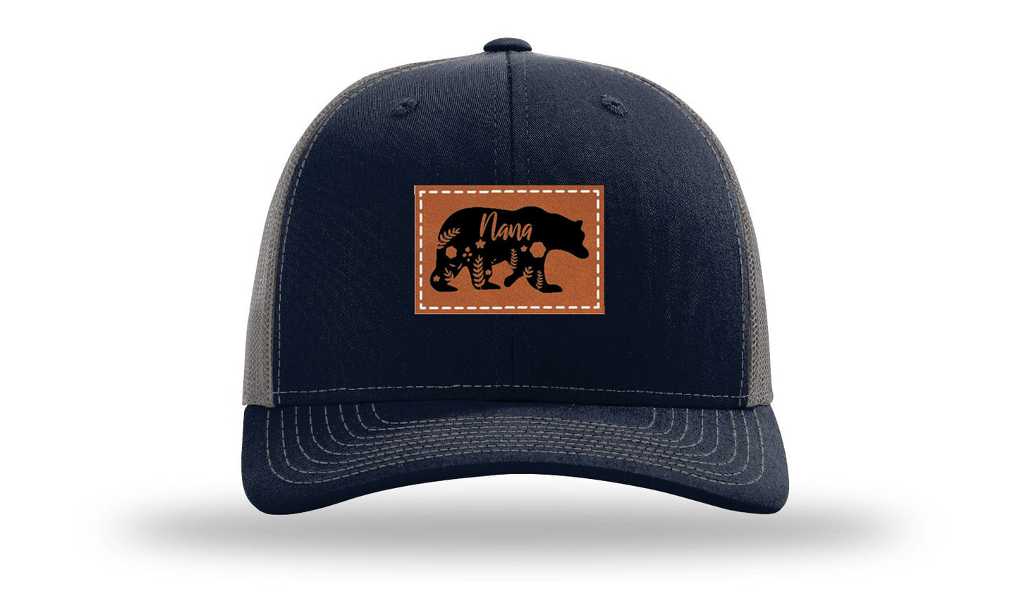 Mama Bear Floral Leather Patch Richardson 112 Hat