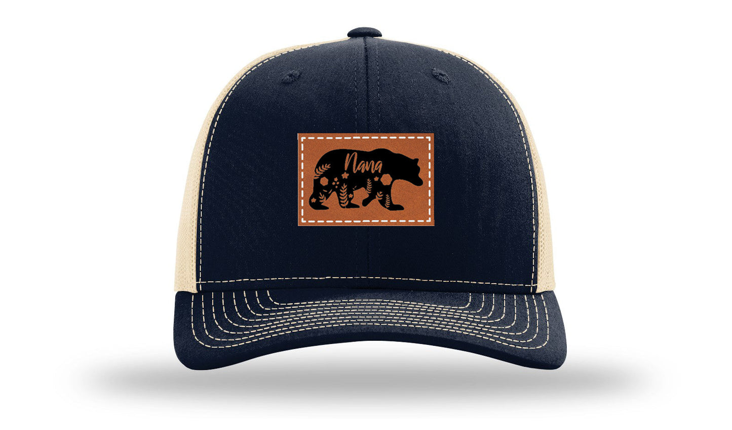 Mama Bear Floral Leather Patch Richardson 112 Hat