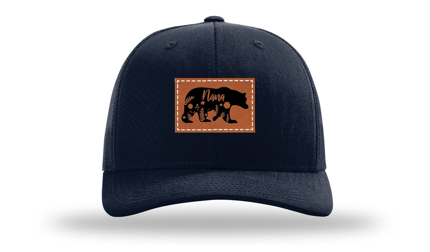 Mama Bear Floral Leather Patch Richardson 112 Hat