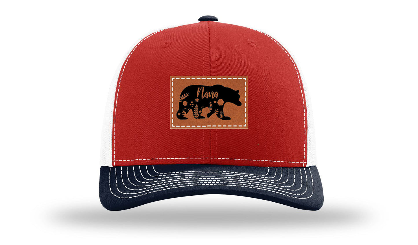 Mama Bear Floral Leather Patch Richardson 112 Hat