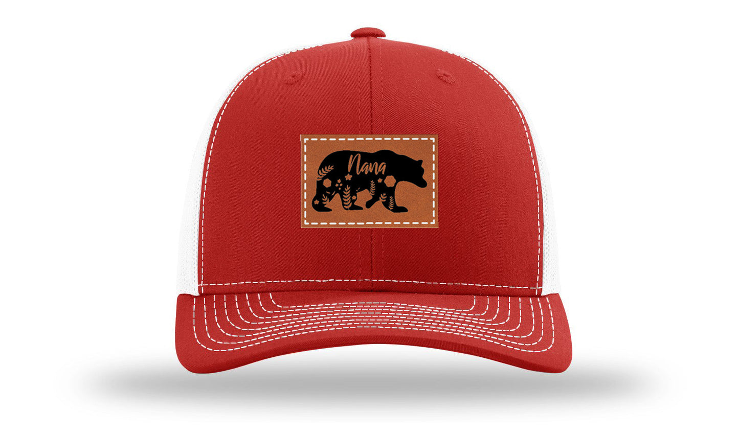 Mama Bear Floral Leather Patch Richardson 112 Hat