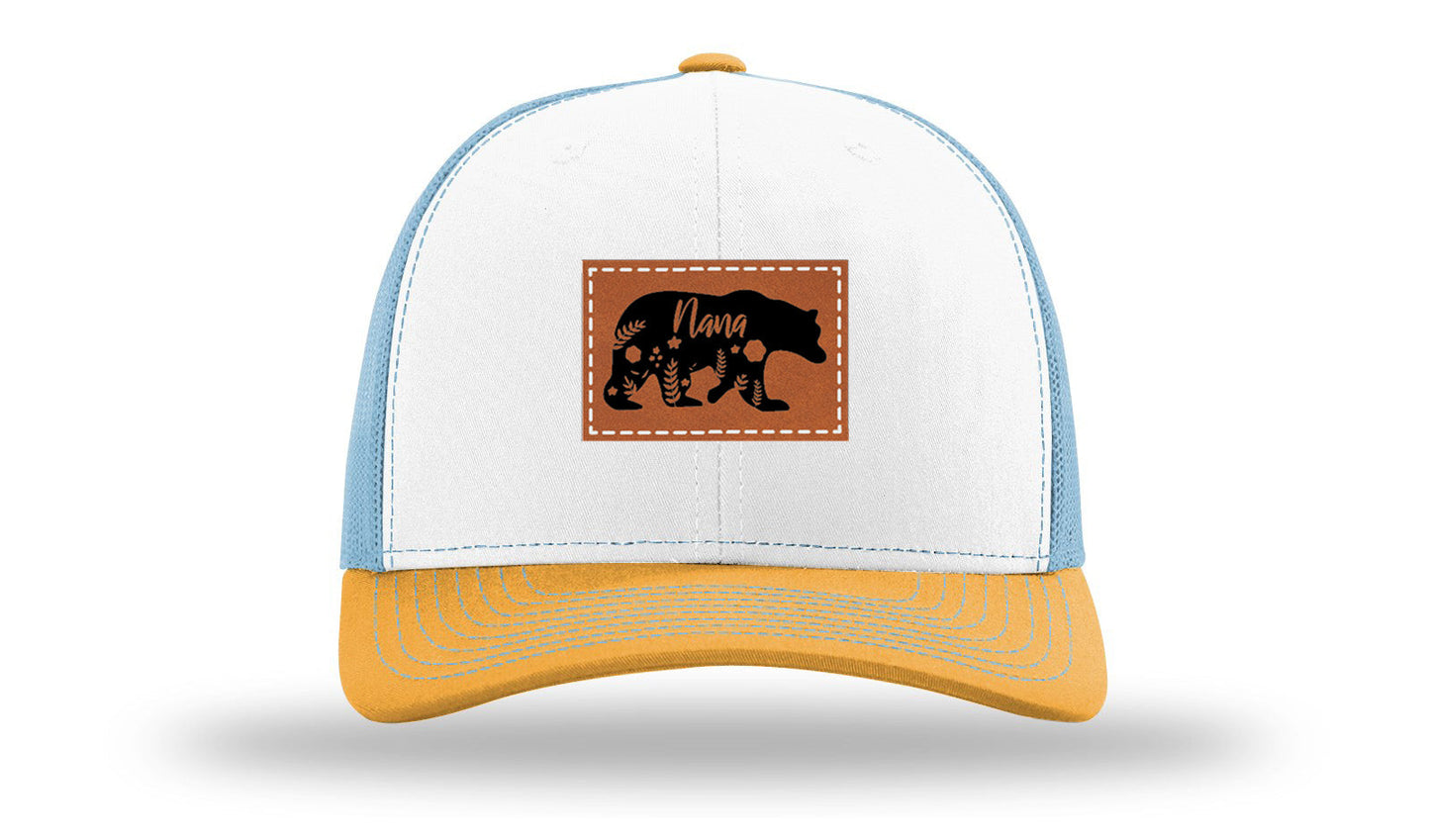 Mama Bear Floral Leather Patch Richardson 112 Hat