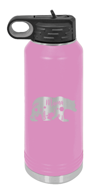 Mama Bear Floral - 32oz Water Bottle Laser Engraved- Light Purple