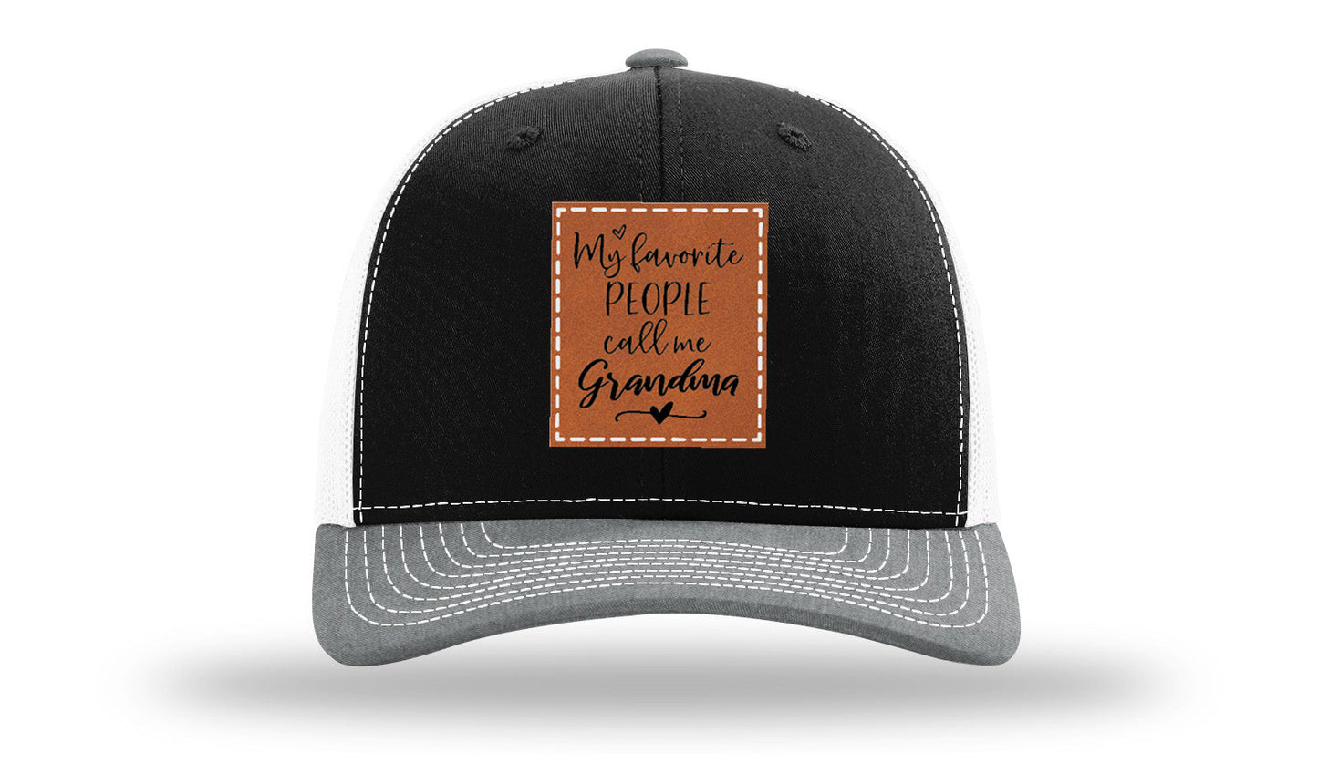 Favorite People Call Me Grandma Leather Patch Richardson 112 Hat