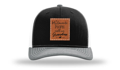 Favorite People Call Me Grandma Leather Patch Richardson 112 Hat