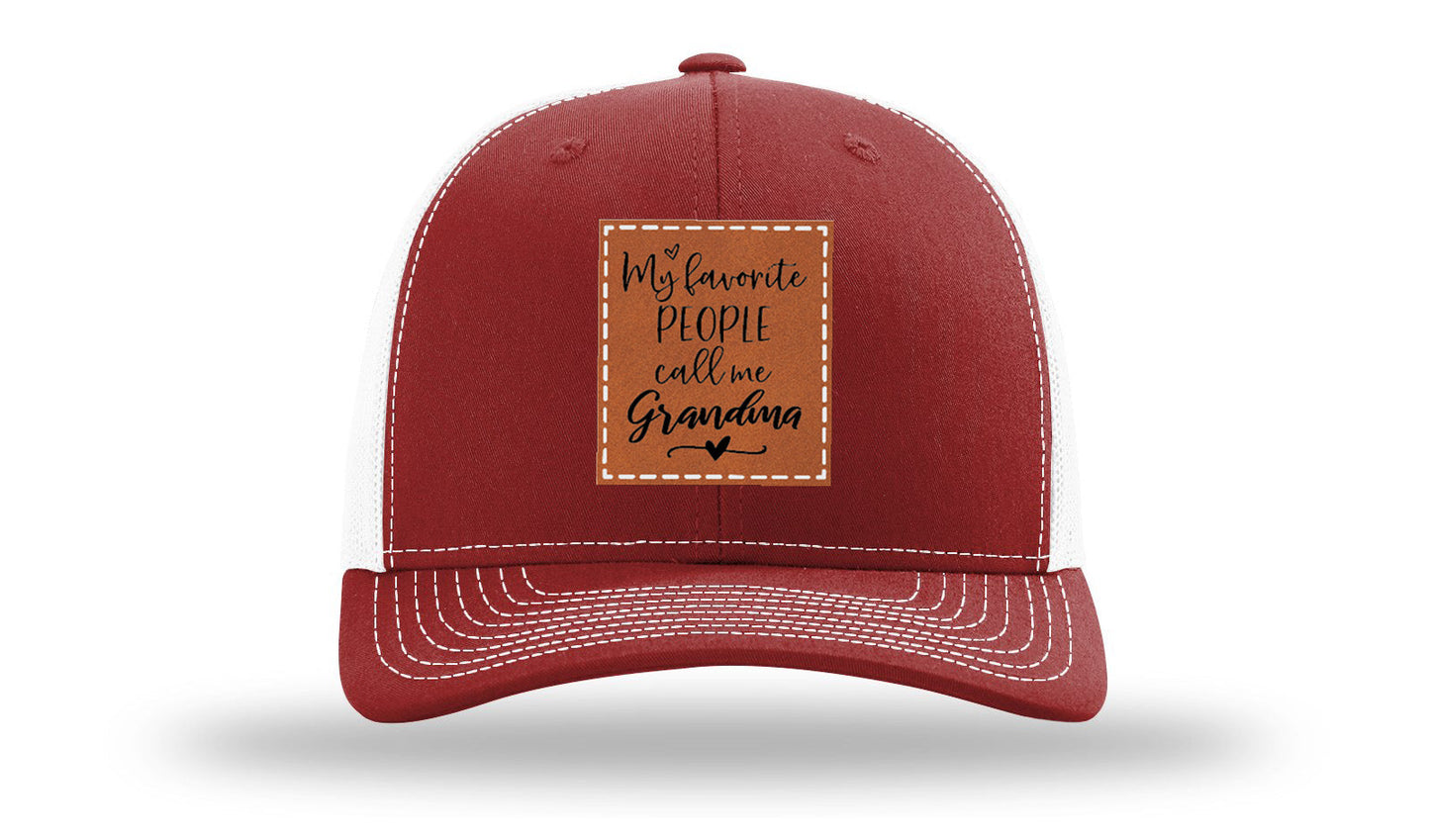 Favorite People Call Me Grandma Leather Patch Richardson 112 Hat