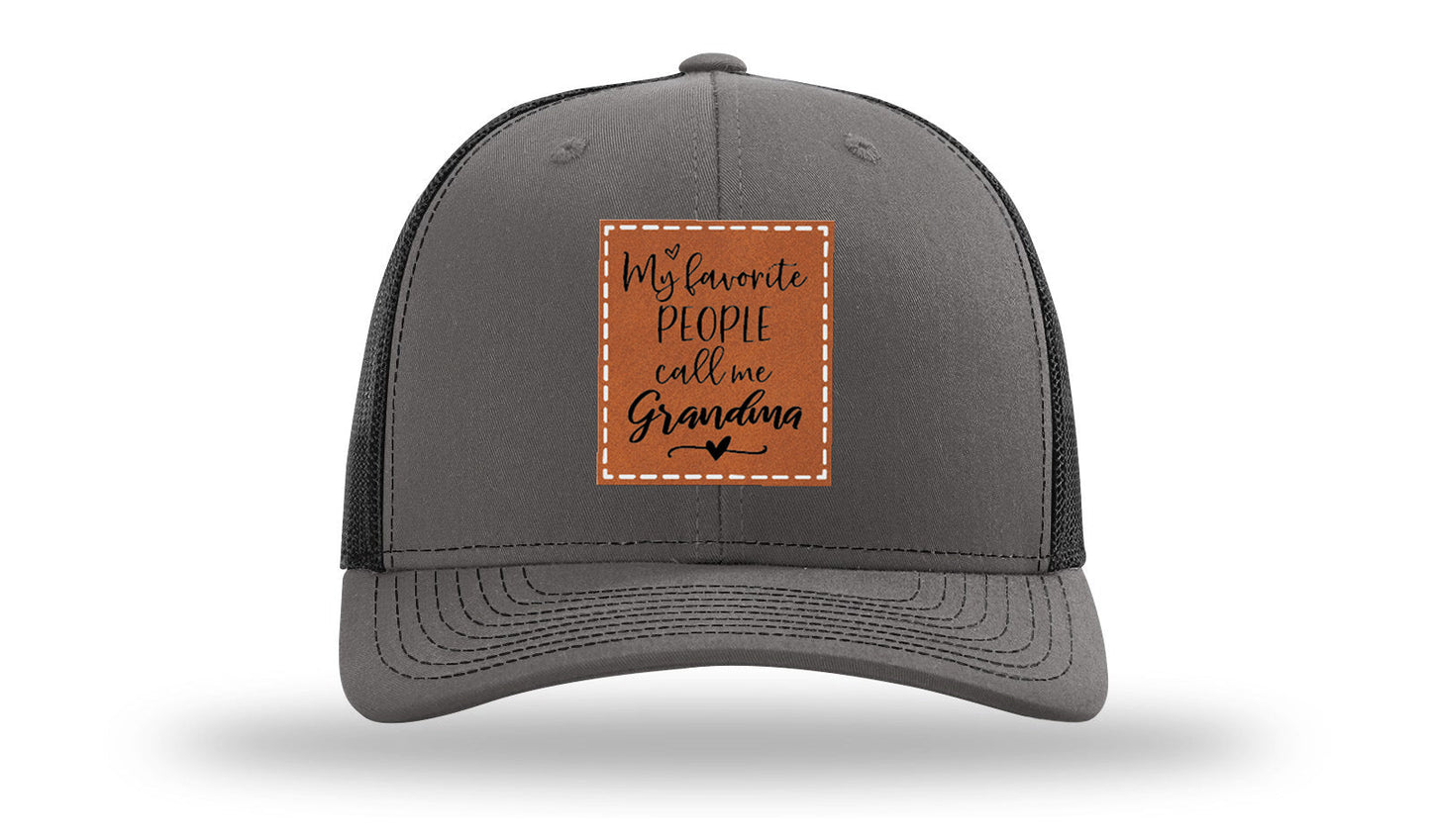 Favorite People Call Me Grandma Leather Patch Richardson 112 Hat