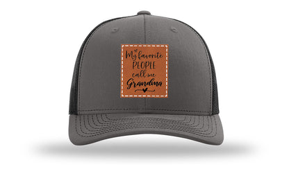 Favorite People Call Me Grandma Leather Patch Richardson 112 Hat