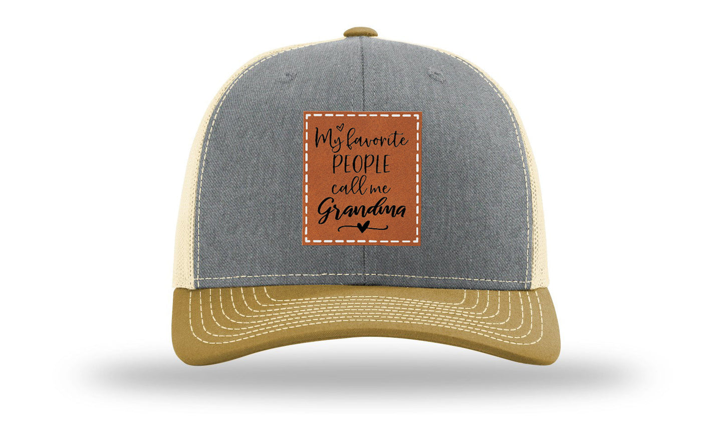 Favorite People Call Me Grandma Leather Patch Richardson 112 Hat