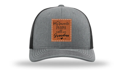 Favorite People Call Me Grandma Leather Patch Richardson 112 Hat
