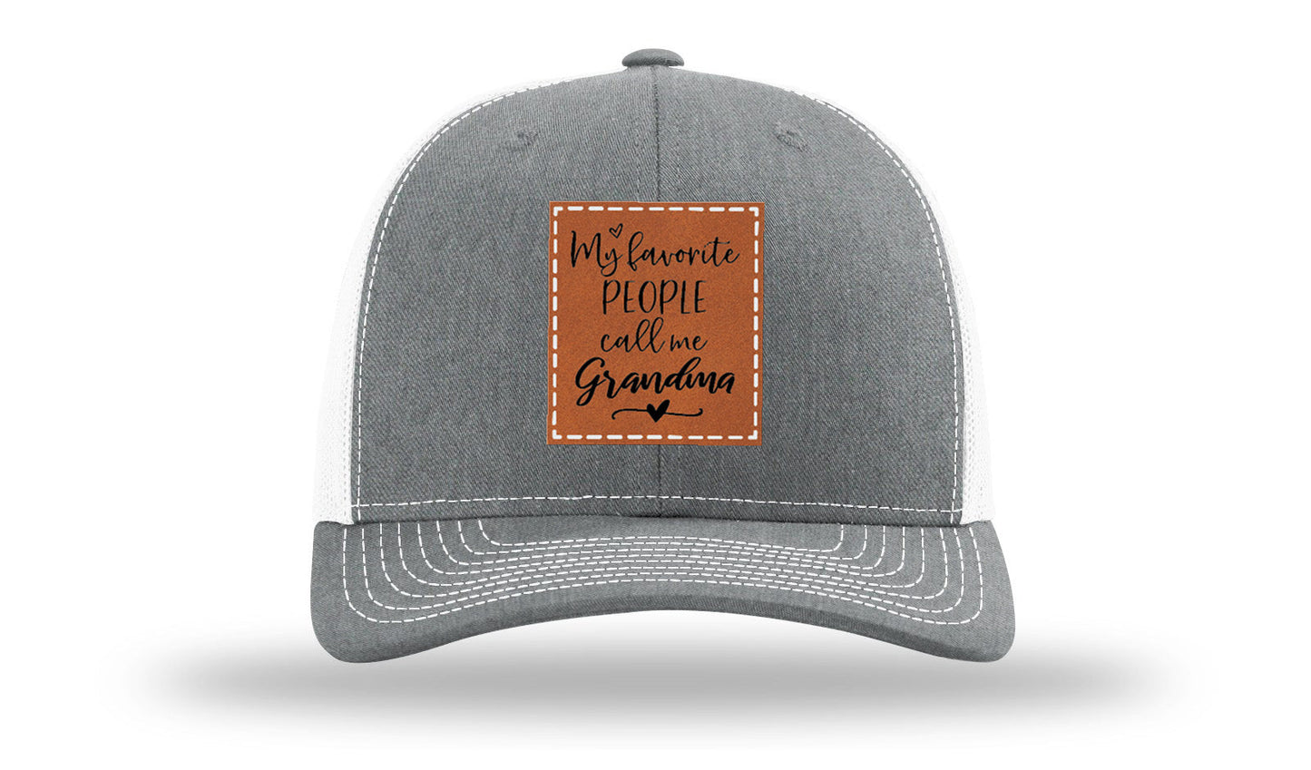 Favorite People Call Me Grandma Leather Patch Richardson 112 Hat