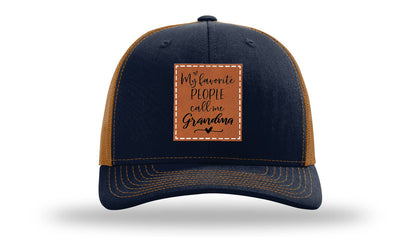 Favorite People Call Me Grandma Leather Patch Richardson 112 Hat