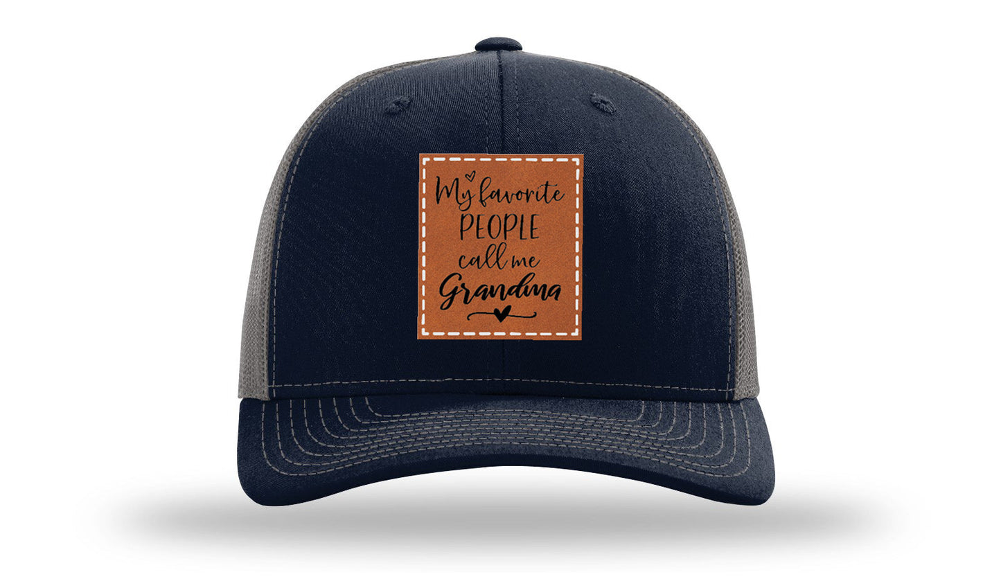 Favorite People Call Me Grandma Leather Patch Richardson 112 Hat