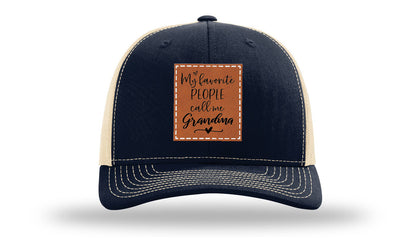 Favorite People Call Me Grandma Leather Patch Richardson 112 Hat