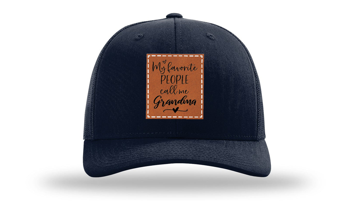 Favorite People Call Me Grandma Leather Patch Richardson 112 Hat