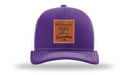 Favorite People Call Me Grandma Leather Patch Richardson 112 Hat