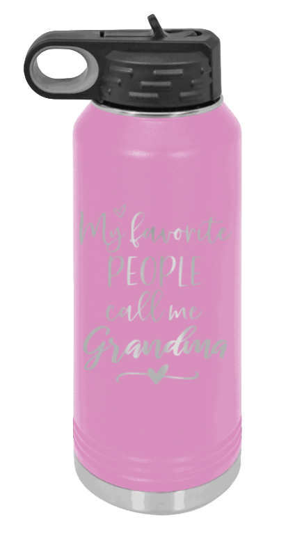 My Favorite People Call Me Grandma - 32oz Water Bottle Laser Engraved- Light Purple