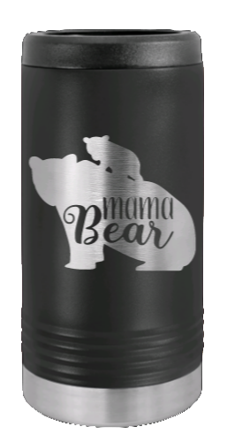 Mama Bear with Cub Laser Engraved Slim Can Insulated Koosie