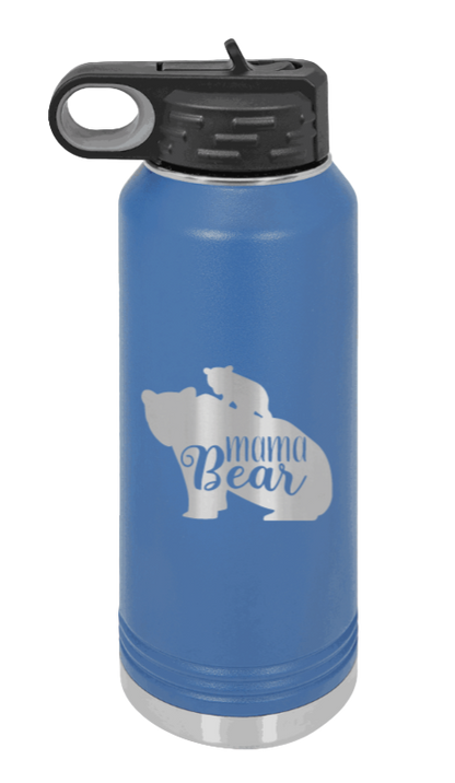  Mama Bear With Cub - 32oz Water Bottle Laser Engraved- Royal Blue