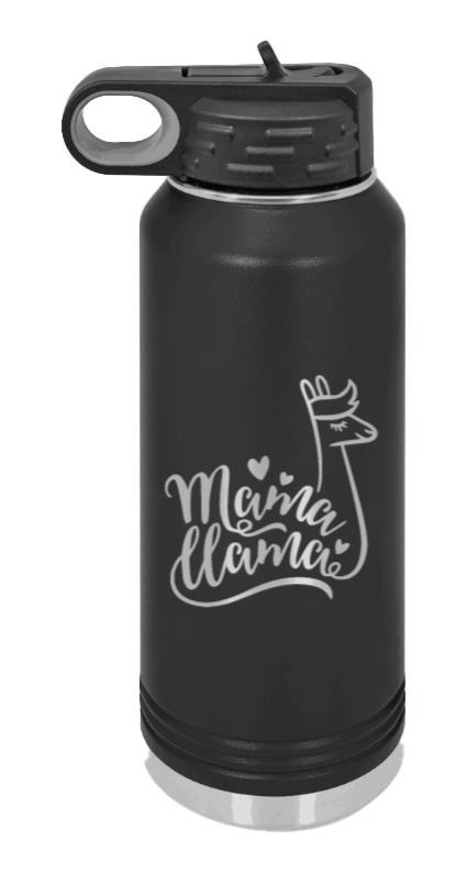  Mama Llama - 32oz Water Bottle Laser Engraved- Black