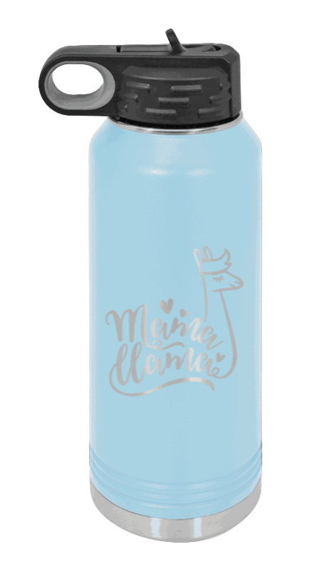  Mama Llama - 32oz Water Bottle Laser Engraved- Light Blue