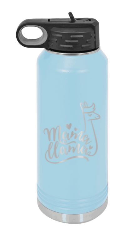  Mama Llama - 32oz Water Bottle Laser Engraved- Light Blue