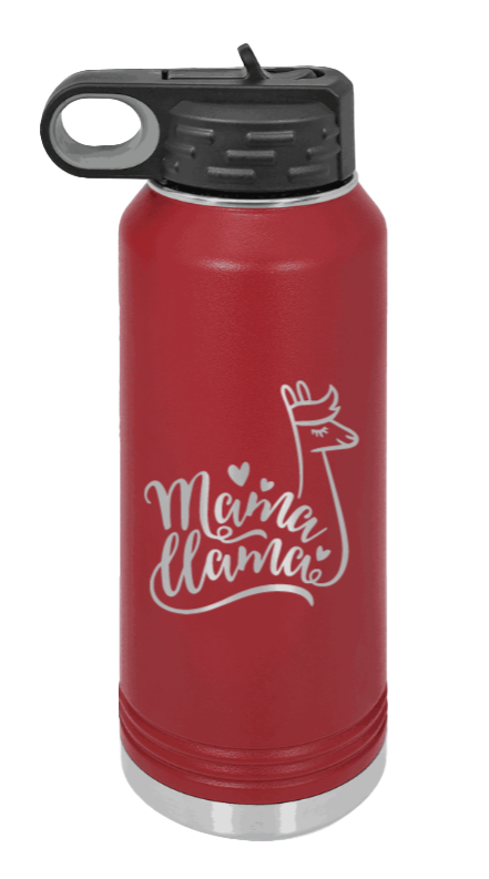  Mama Llama - 32oz Water Bottle Laser Engraved- Maroon