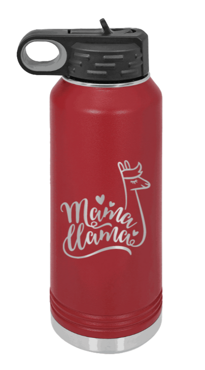  Mama Llama - 32oz Water Bottle Laser Engraved- Maroon