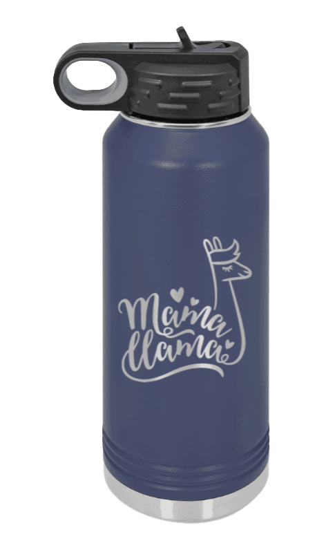  Mama Llama - 32oz Water Bottle Laser Engraved- Navy