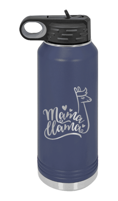  Mama Llama - 32oz Water Bottle Laser Engraved- Navy