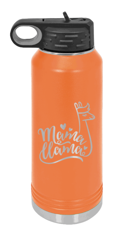  Mama Llama - 32oz Water Bottle Laser Engraved- Orange