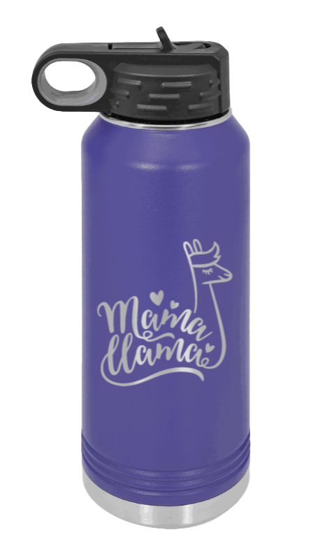  Mama Llama - 32oz Water Bottle Laser Engraved- Purple