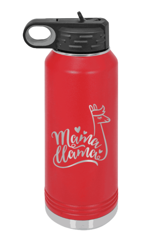  Mama Llama - 32oz Water Bottle Laser Engraved- Red