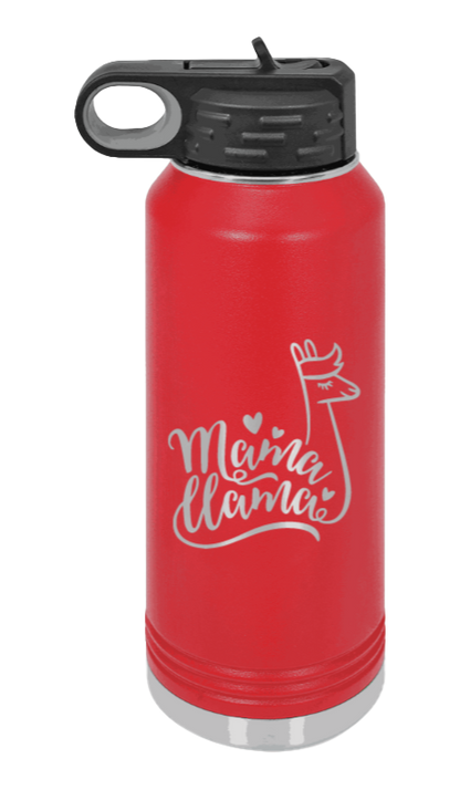  Mama Llama - 32oz Water Bottle Laser Engraved- Red